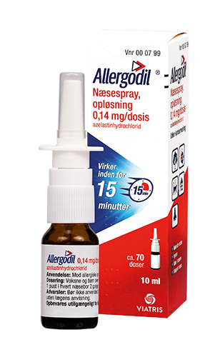 Allergodil næsespray er ikke håndkøbslægemiddel som lindre høfebersymptomer i næsen
